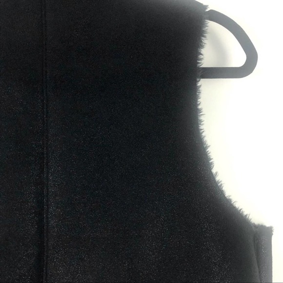 Just Fab Faux Shearling Waterfall Black Vest Sz L - Picture 9 of 12